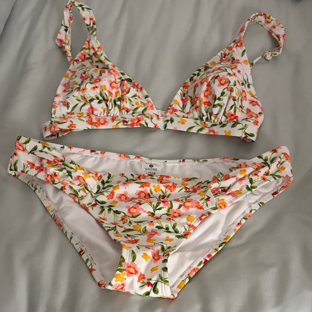 Shade & Shore Floral Bikini Set - White and Orange